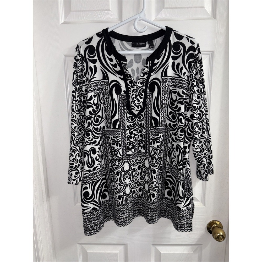 Susan Graver Weekend Top XL Stretch Office Brunch Modal Tunic